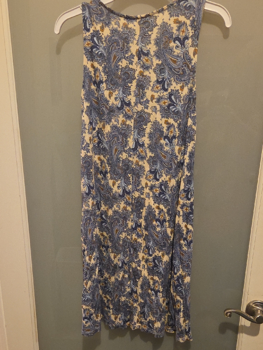 Mixed Print Sundress Trio - Blue Paisley, Olive, Geometric Ruffle - Picture 3 of 10